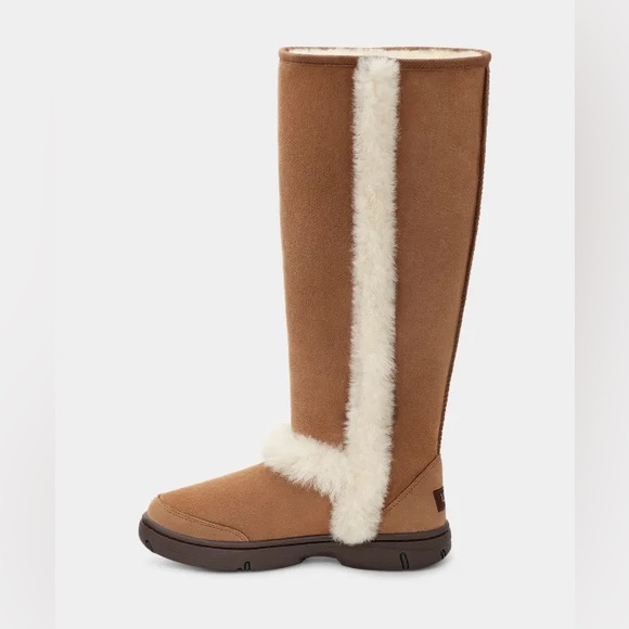 UGG | Sunburst Extra Tall Boots In Chestnut Suede Shearling NEW - Picture 5 of 14